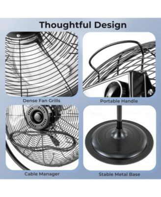 18 Inches High Velocity Pedestal Fan with 3 Speeds and Adjustable Height