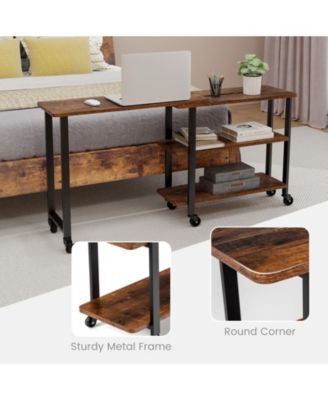 Patented 360 Free Rotating Sofa Side Table with Storage Shelves and Casters