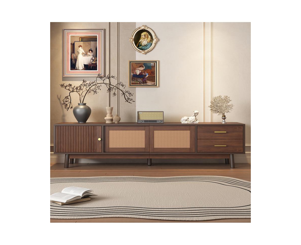 Casainc Modern Storage Cabinet Farmhouse Tv Stand with Sliding Doors and Drawer