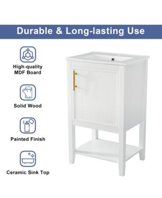 20" Vanity Cabinet with Sink, Soft-Close Door, Open Shelf and Storage Rack for Bathroom Use