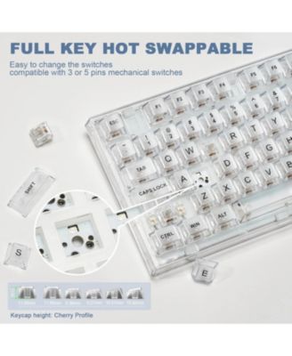 X75 PRO 82 Key Wireless Hot Swappable Mechanical Gaming Keyboard with Transparent Keycaps,Gasket Mount,BT5.0/2.4G/USB-C Crystal Ice Switch, Wireless