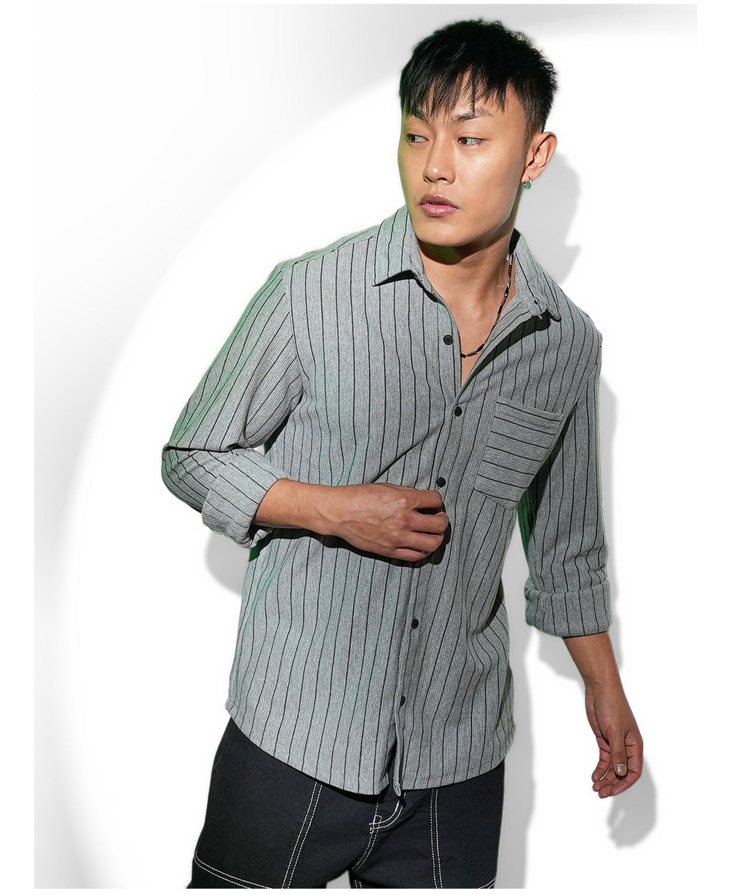 Мужская рубашка Cahoot Campus Sutra Moon Grey Pinstriped, цвет: Серый — фото 2