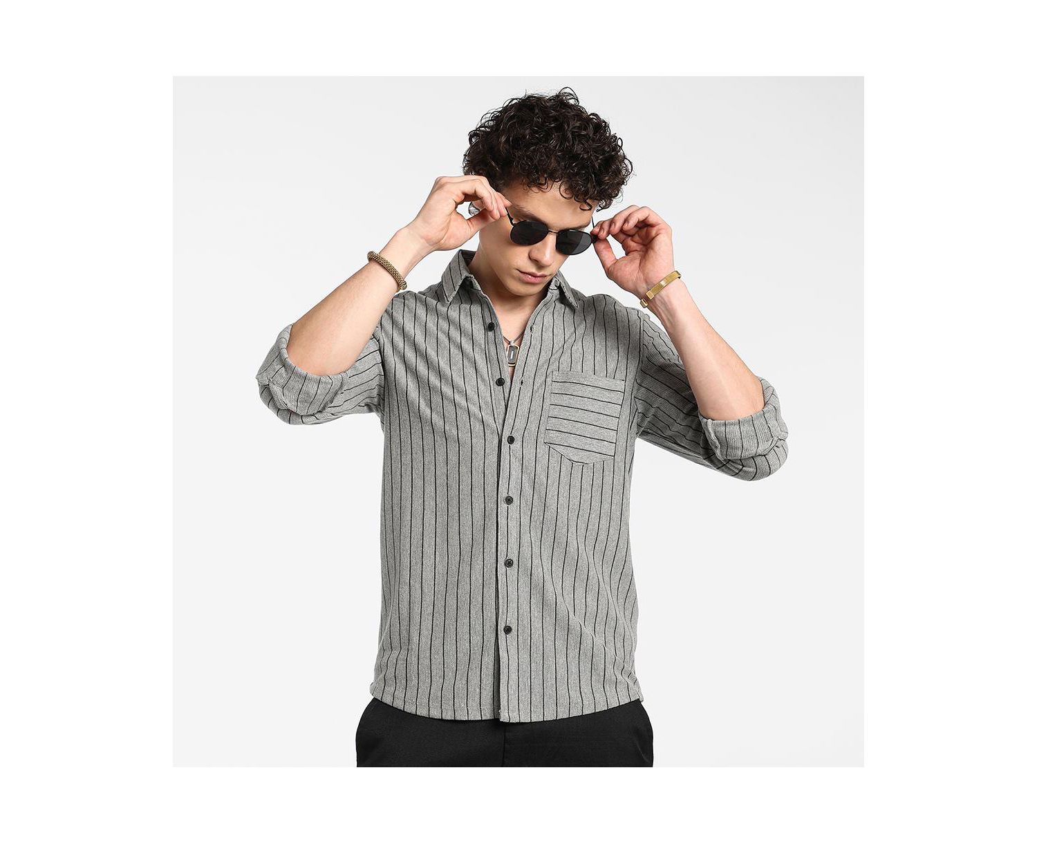Men's Moon Grey Pinstriped Shirt