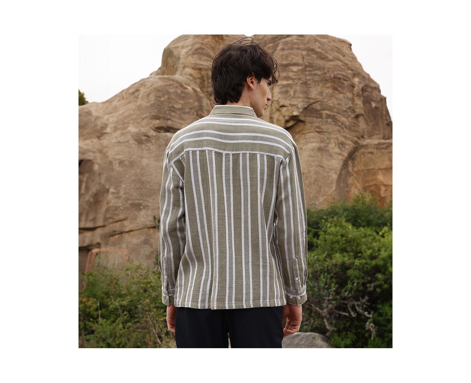 Men's Utility Halo-Stripe Oversized Shirt