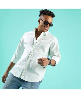 Men's White Heathered Pinstriped Shirt