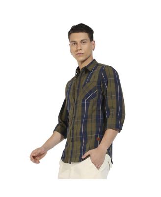 Men's Olive Green Tartan Plaid Shirt
