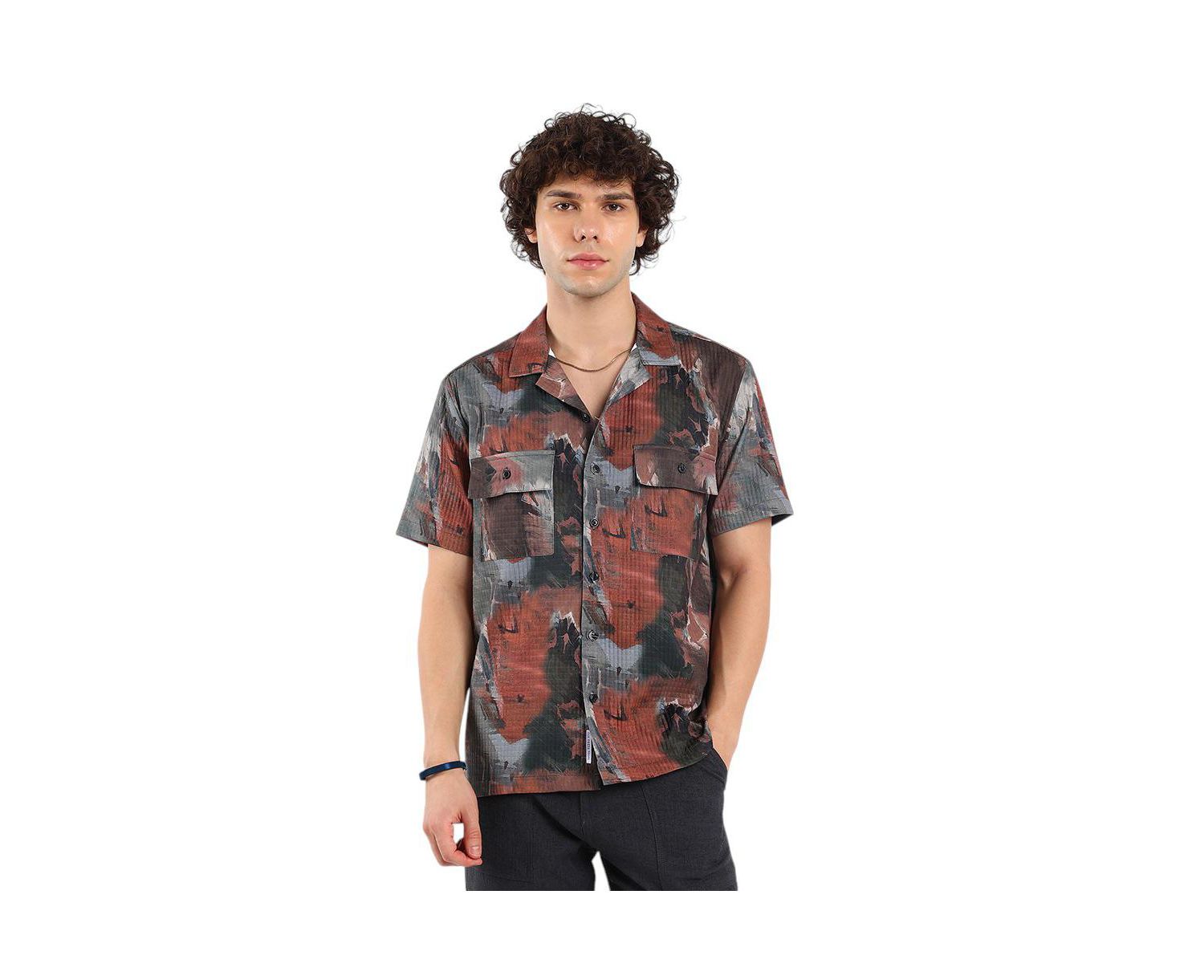 Men's Abstract Utility Oversized Shirt
