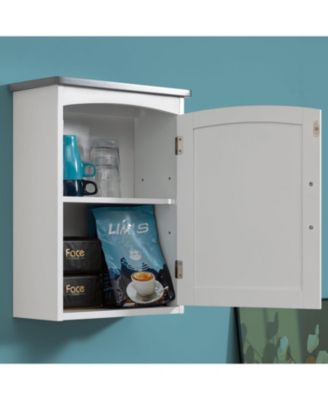 15 x 20 Inch Bathroom Wall Cabinet - Single Door Over Bathroom Medicine Cabinet for Small Bathrooms, Matte White with Gray Top & Soft Close Hinges