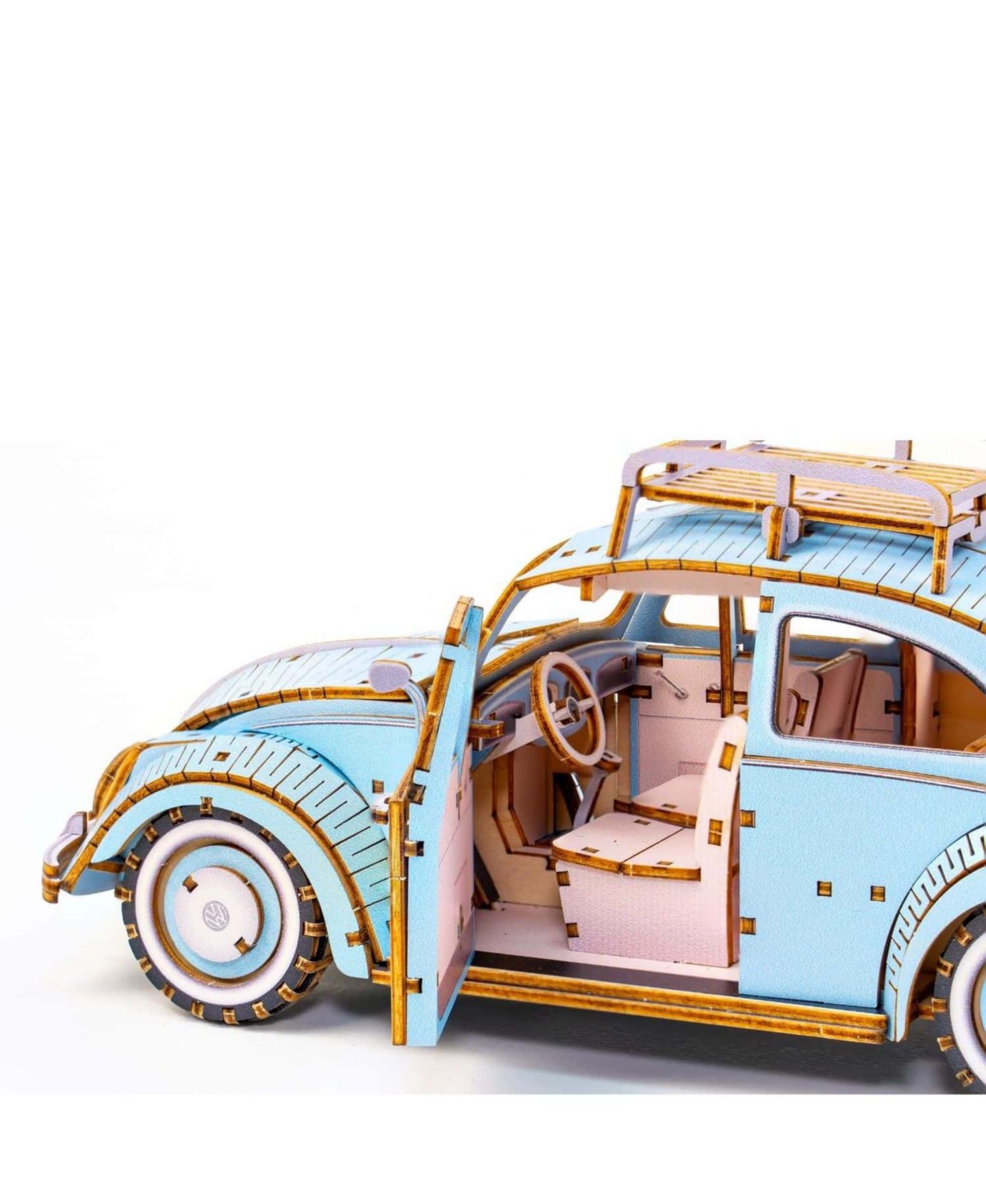 Детский конструктор Flash Popup 1949 Volkswagen Beetle Type 1 wa-gu-mi Wooden 346-Piece 3D Puzzle Building Set, Ages 12+ — фото 5