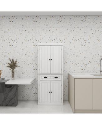 71" Freestanding Kitchen Pantry Cabinet With 4 Doors, Drawer and Adjustable Shelves