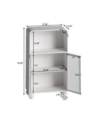 45.28" Freestanding Bathroom Floor Cabinet With Glass Door and Open Storage Shelves