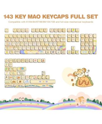 Dye-Sub PBT Keycap Set, Mao Profile, 143 Full Keys Cute Cat Custom Keycaps with Key Puller for Cherry Gateron MX Switches Mechanical Gaming Keyboard