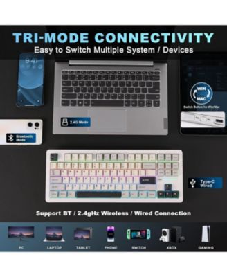 YZ87 Gasket Mechanical Keyboard,TKL Wireless Hot Swappable with 5-Layer Padding, BT5.0/2.4G/USB-C NKRO RGB Backlit for Win/Mac