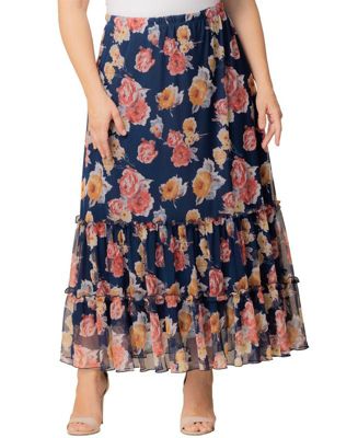 Plus Size Isla Tiered Mesh Maxi Skirt
