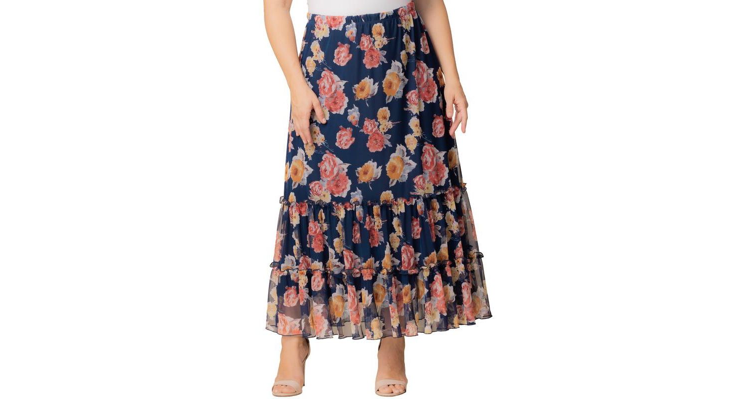 Plus Size Isla Tiered Mesh Maxi Skirt