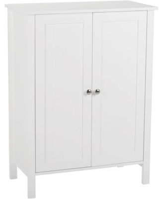 Compact Storage Cabinet with Doors & Adjustable Shelf - White Bathroom Furniture for Multi-Room Organization