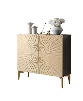 Arvo Modern Console Table – Textured Front with Black Frame & Gold Legs, Sculptural Entryway Sofa Storage Sideboard
