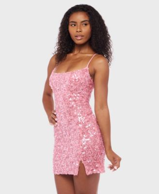 Juniors' Scoop Neck Sequin Dress