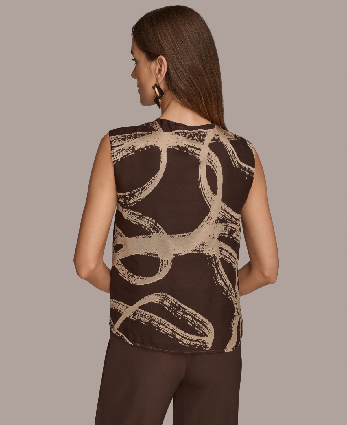 Donna Karan New York Burnout Gathered Shoulder Top In Brown