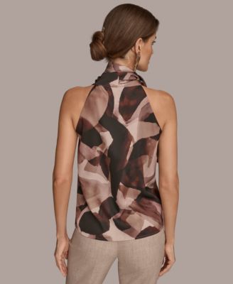 Women's Printed Drape Neck Halter with Tie Top