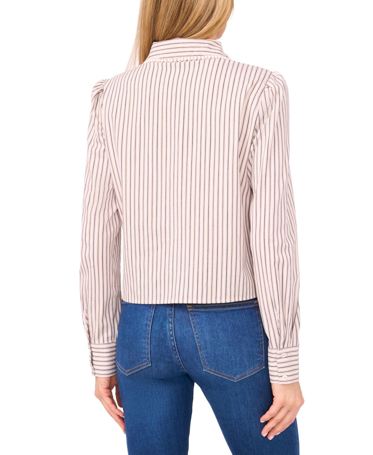 Женская рубашка CeCe Striped Button Down, цвет: Песочный — фото 3