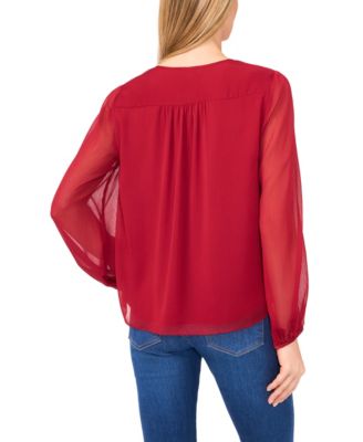 Women's Long Sleeve Ruffle Detail Top