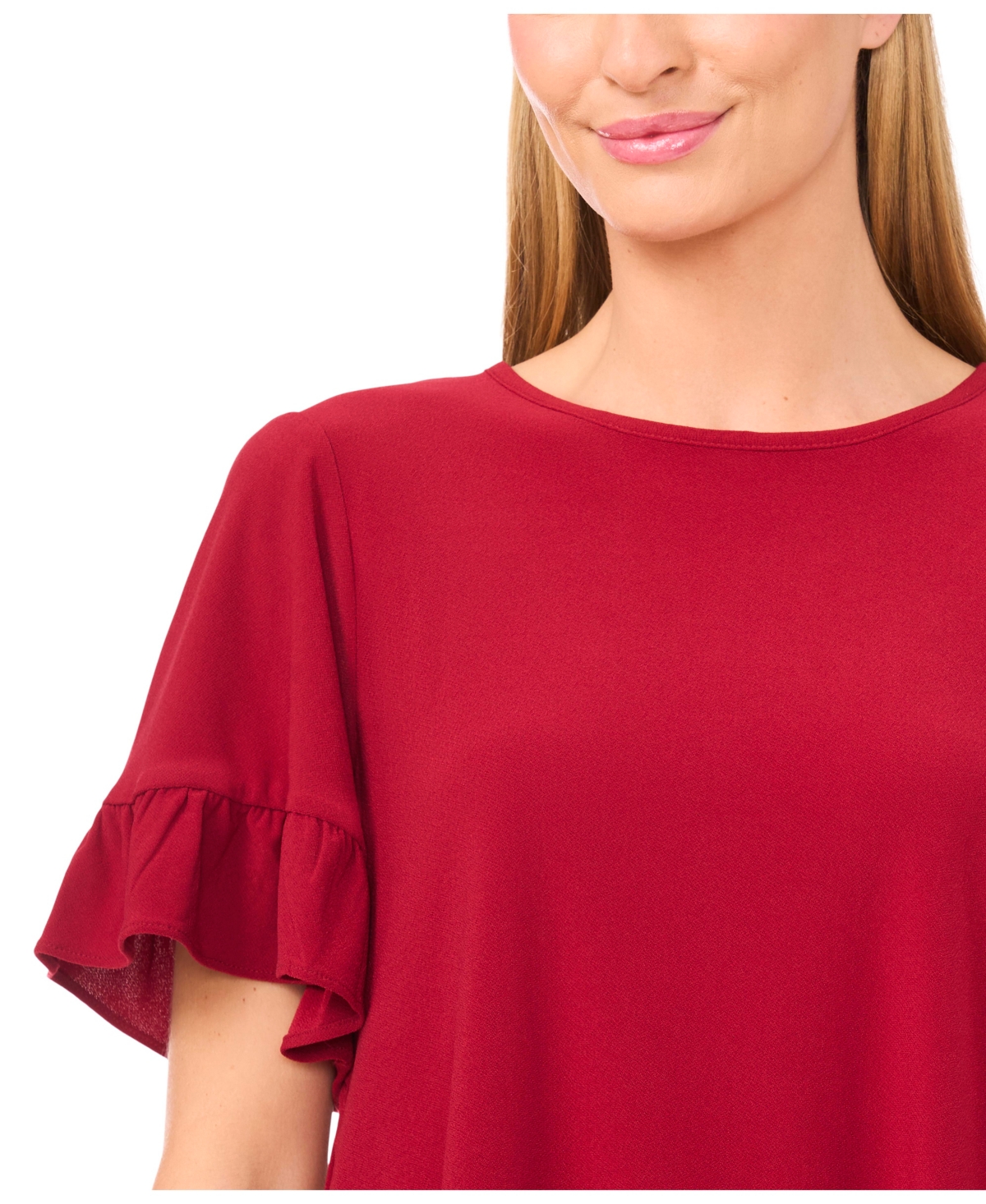 Cece Women's Ruffled Short-sleeve Tiered Top In Red