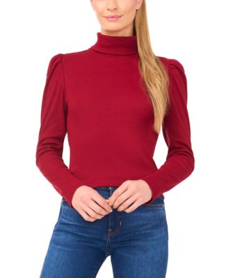 CeCe - Women's Puff-Shoulder Long-Sleeve Turtleneck Top