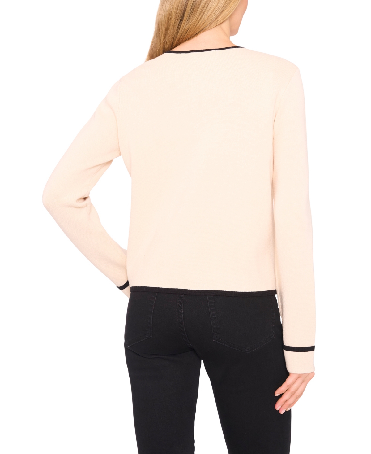 Cece Women's Patch Pocket Tipping Cardigan Sweater In Neutral