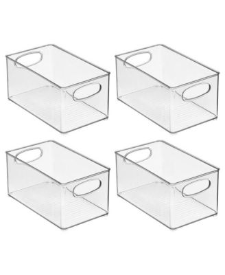 Plastic Home Office Storage Organizer Bin with Handles - 4 Pack - Clear