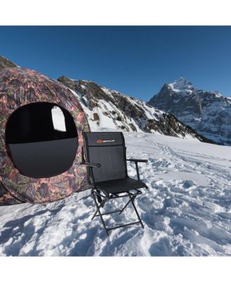 Swivel Hunting Chair Foldable Mesh Chair w/ Armrests for Outdoor Activities