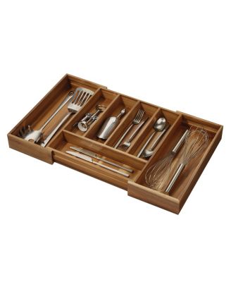 Expandable Acacia Wood Cutlery Drawer Organizer -Natural