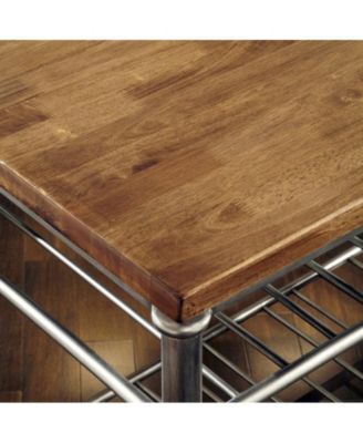 Classic French Style Hardwood Butcher Block Top Metal Kitchen Utility Table