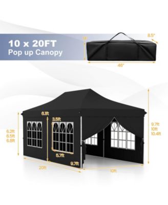 10 x 20FT Pop up Canopy Outdoor Canopy Tent with 6 Sidewalls Carrying Bag