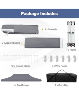 10 x 20FT Pop up Canopy Outdoor Canopy Tent with 6 Sidewalls Carrying Bag