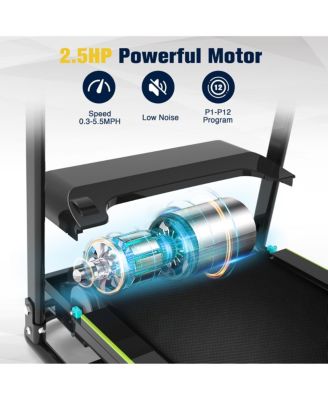 Senior Treadmill with Long Side Handrails, 300lbs Capacity, LED Display & Heart Rate Sensor, Safe Walking Treadmill for Elderly