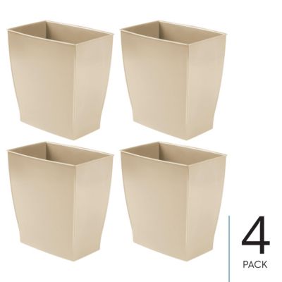 Rectangular Trash Can, 2.5 Gal. / 9.5 Liter, 4-Pack, Brown, Made in USA