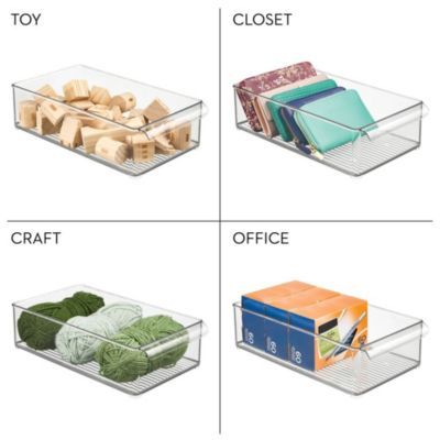 Large Stackable Fridge or Freezer Bin with Handle - Clear - Made in USA