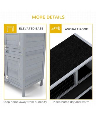 Wooden Bunny Cage w/ Dividers and Pull Out Trays for Outdoors,