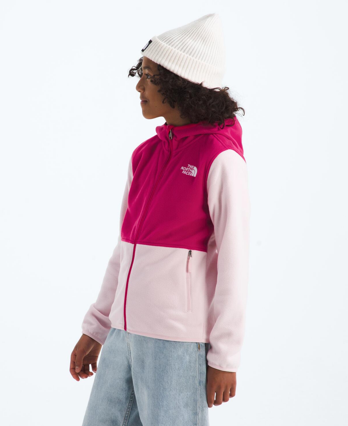 The North Face Big Girls Glacier Full Zip Hoodie In Pink