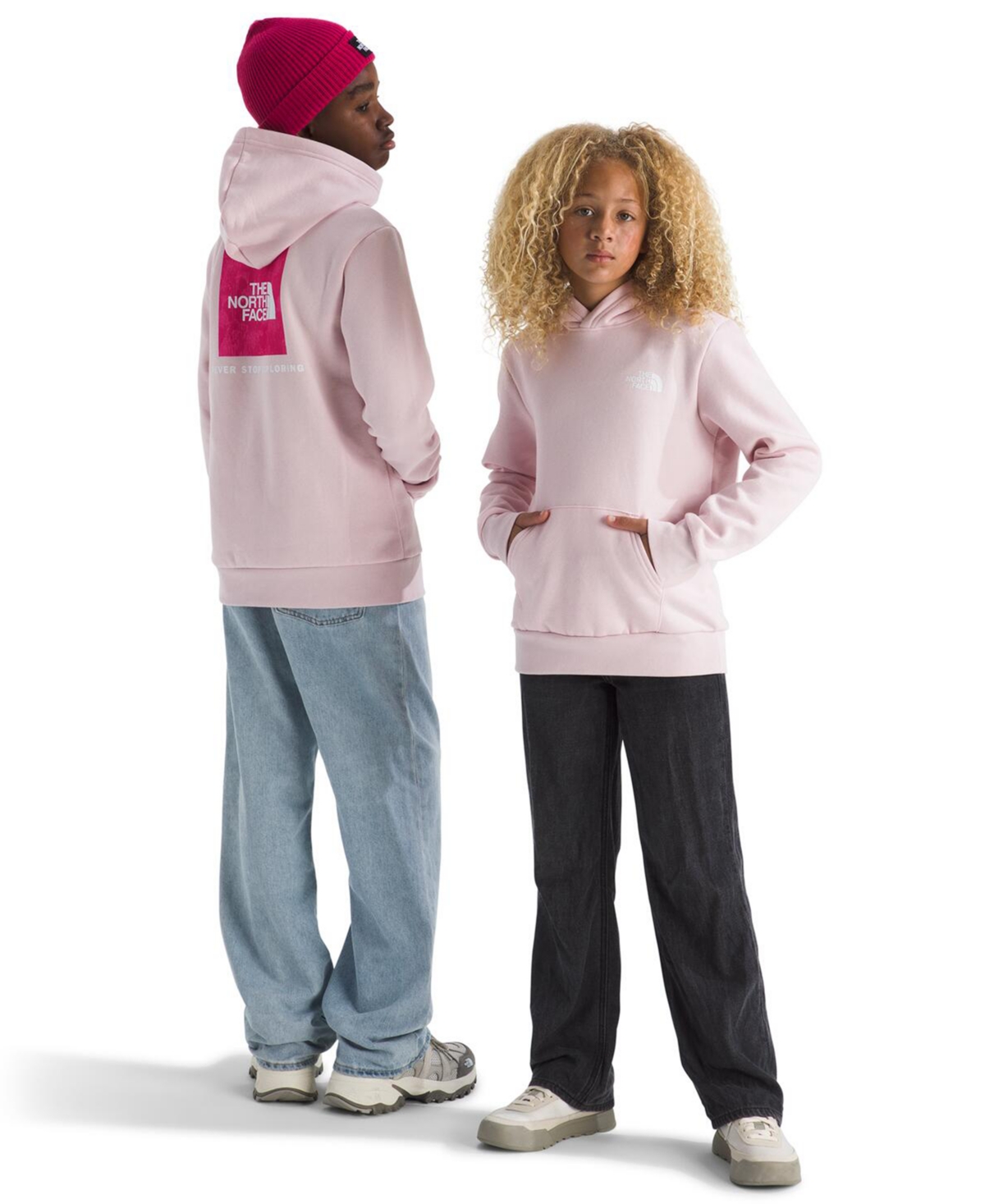 The North Face Big Girls Evolution Box Pull On Hoodie In Pink
