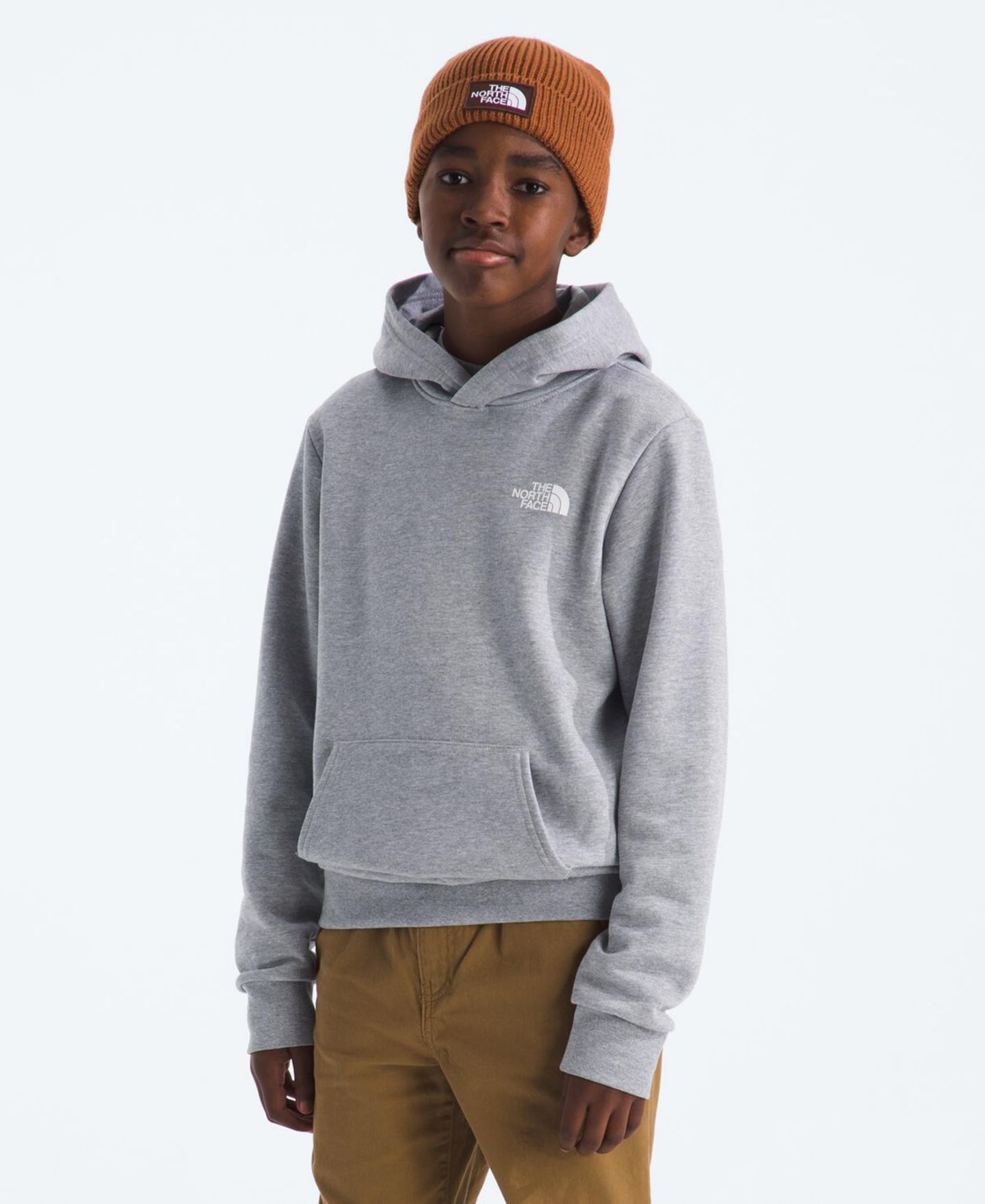 Худи The North Face Big Boys' Teen Evolution Pull-On, цвет: Серый меланжевый / Снежный золотой чернильный — фото 1