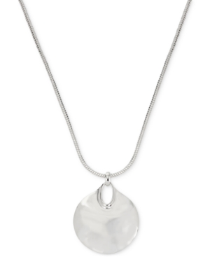 image of Robert Lee Morris Soho Silver-Tone Hammered Disc Pendant Necklace