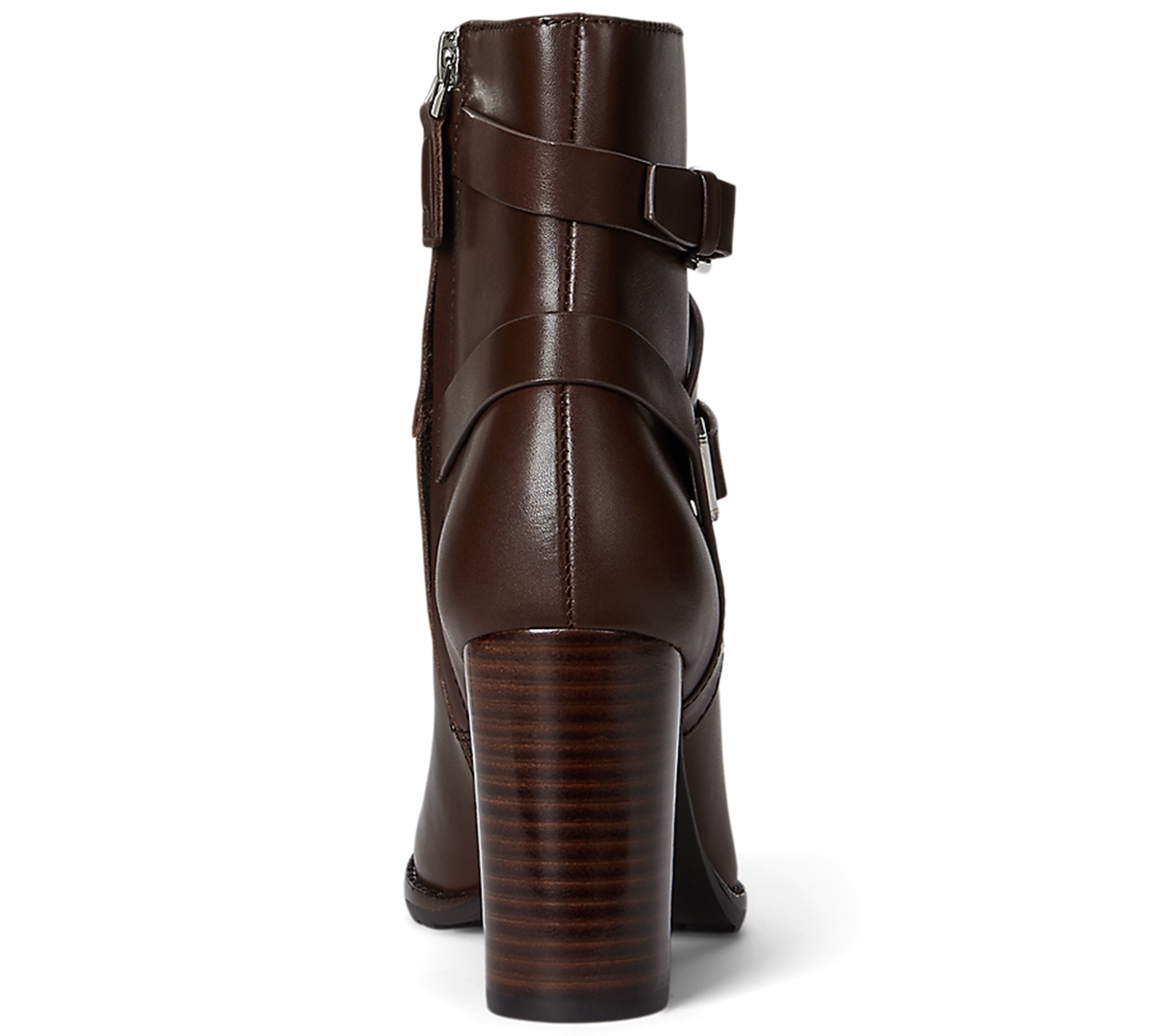 Ralph Lauren Collins Calfskin Bootie Heel In Brown