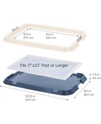 Pad Holder, Fits 17"x24" or Larger, Medium, Puppy Dog Pad Hoder, Secured Latches, Non-Skid Rubber Feet, High Polish Finish for Easy Cleaning, Leak Protection, Dog, Navy