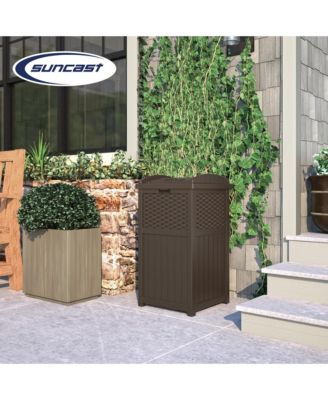 GHW1732 Trashcan Hideaway Outdoor 33 Gallon Garbage Waste Bin, Brown