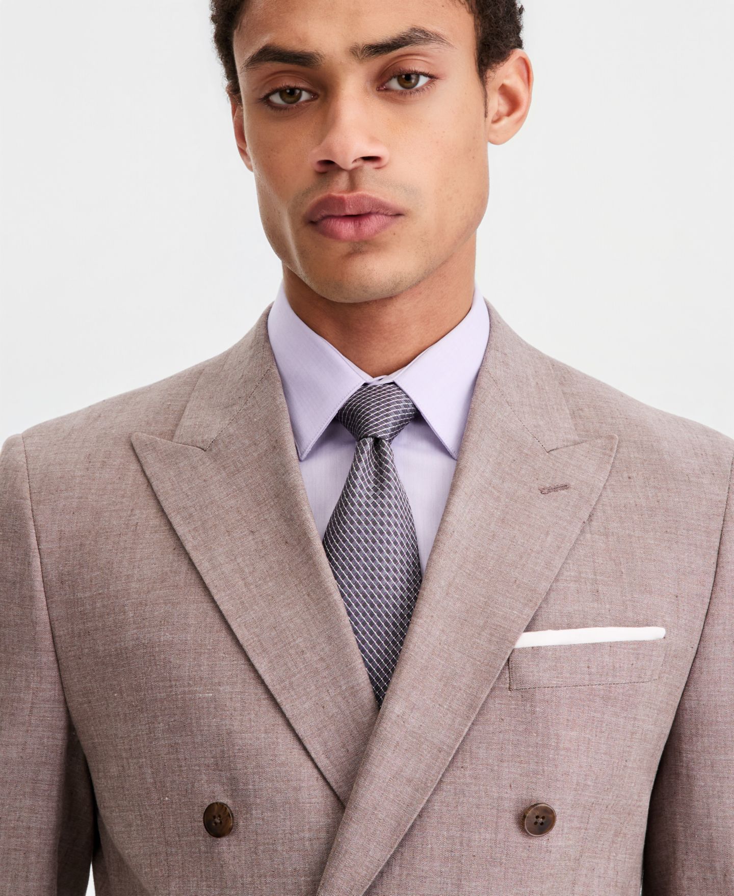 Мужские куртки Calvin Klein Slim-Fit Double-Breasted Linen-Blend Suit Separates, цвет: Коричневый — фото 3