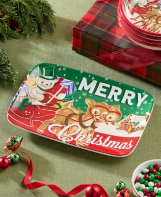 Santa's Retro Christmas Rectangular Platter