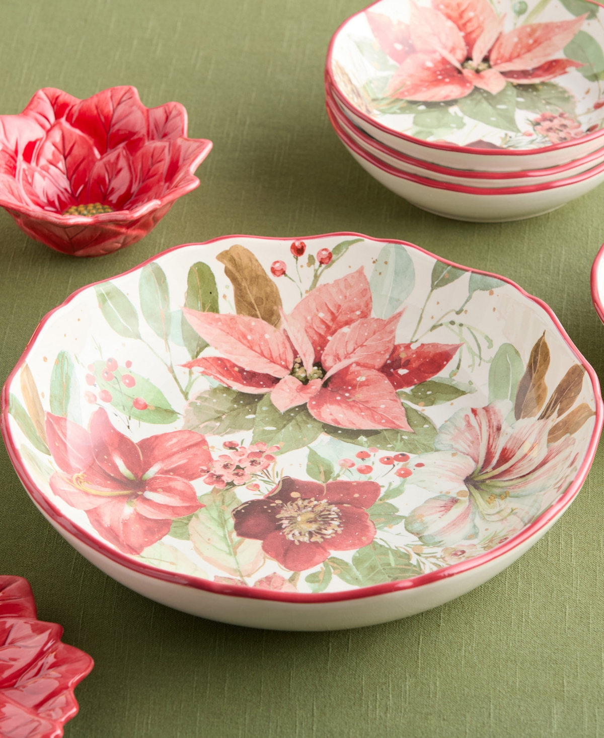 Certified International Winter Blooms Set Of 4 Dinner Plates In Multi