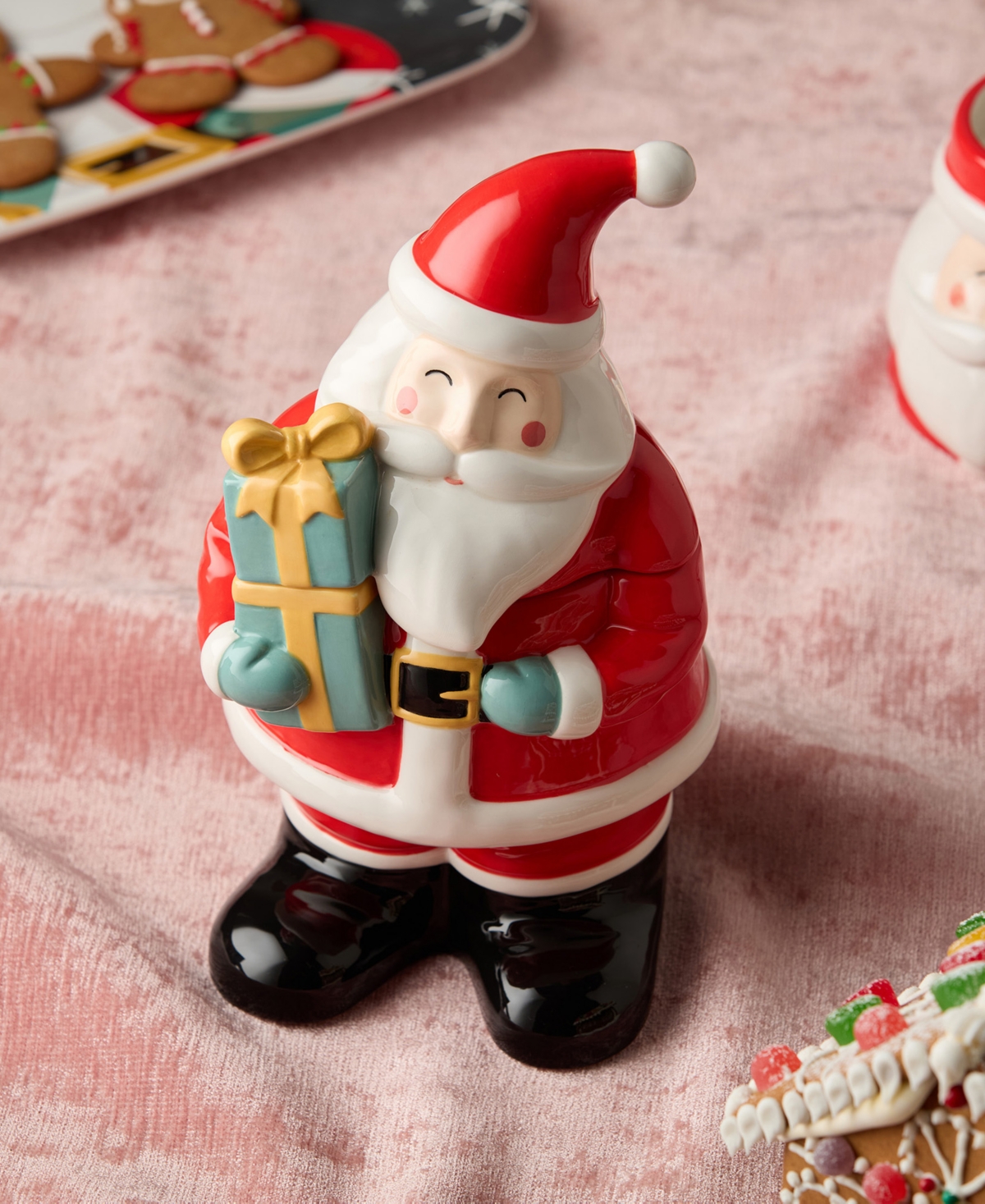 Certified International Christmas Whimsy Santa 3-d Cookie Jar In Multi
